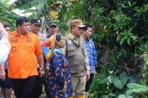 Pj Bupati Bersama Sekda Pantau Banjir di Kecamatan Rantau Bayur Naik Spedboat