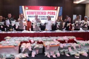 Direktorat Reserse Narkoba Polda Sumsel di Palembang dan Banyuasin Ungkap Kasus Sebanyak111 Kilogram Sabu dan 134.195 Ribu Butir pil Ekstasi