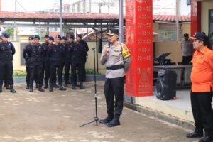 Sebanyak 63 Personil Brimob Polda Sumsel BKO di Polres Banyuasin Dalam Rangka Pencegahan Karhutla
