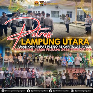 Polres Lampung Utara Amankan Rapat Pleno Rekapitulasi Hasil Perolehan Suara Pilkada 2024 Tingkat PPK