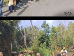 Polsek Penukal Utara Bersama Unsur Muspika dan Warga Gelar Gotong Royong Bersih Desa Tanding Marga