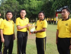 Polres Banyuasin Gelar Apel Pagi Bagikan Sembako dan Senam Bersama untuk Perkuat Soliditas