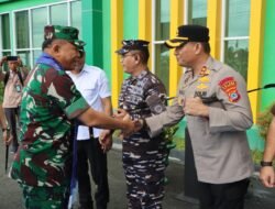 Kapolres Kotabaru Turut Menyambut Kedatangan Pangdam XXII/TAMBUN BUNGAI di Makodim 1004 Kotabaru