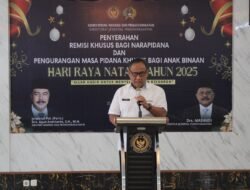 Direktur Binapi Ditjenpas Serahkan SK Remisi Khusus Natal kepada Warga Binaan Lapas Banyuasin