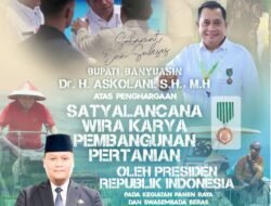 Bupati Banyuasin Raih Penghargaan dan Satyalencana Wira Karya, Berkat Capaian Produksi GKG,