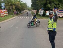 Polres Banyuasin Gelar “Strong Point Pagi” Antisipasi Kemacetan dan Cegah Kecelakaan
