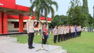 Kapolres Banyuasin Pimpin apel pagi tekankan Profesionalisme dan Kedisiplinan Anggota