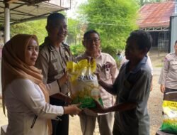 Wujud Kepedulian, Polres PALI Bagikan Bansos kepada Masyarakat Kurang Mampu