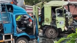 Dua Truk Beradu Kambing di Jalintim Palembang–Betung KM 56, Lubuk Lancang. Arus Lalu Lintas Sempat Macet 
