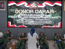 Setetes Darah untuk Sesama, Korem 044/Gapo Rayakan HUT ke-45 dengan Aksi Kemanusiaan