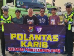 Satlantas Polres Lampung Utara Gelar “Polantas Karib”, Edukasi Keselamatan untuk Ojol dan Pengemudi Truk