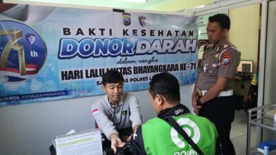 Sambut Hari Lalu Lintas Bhayangkara, Satlantas Polres Lumajang Gelar Cek Kesehatan Gratis Driver Ojol