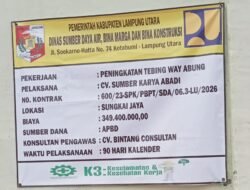 Proyek Beronjong Way Abung Senilai Rp349,4 Juta di Cempaka Timur Disorot, Diduga Dikerjakan Asal Jadi